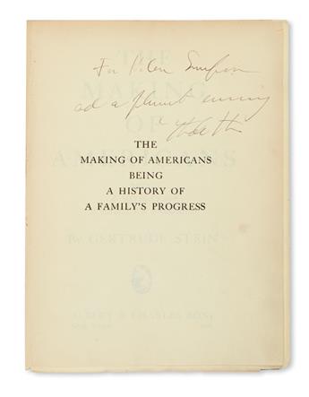 STEIN, GERTRUDE. The Making of Americans, Being a History of a Familys Progress.